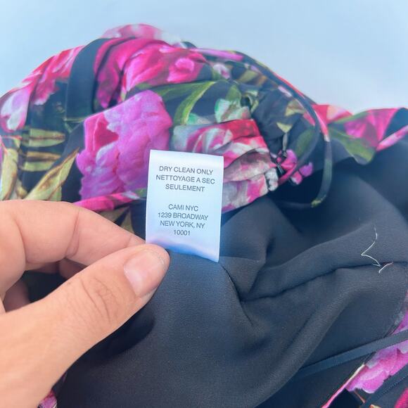 Cami NYC Kimmy Long Sleeve Pink Black Floral Bodysuit Blouse Silk 2 Chiffon - Picture 12 of 12
